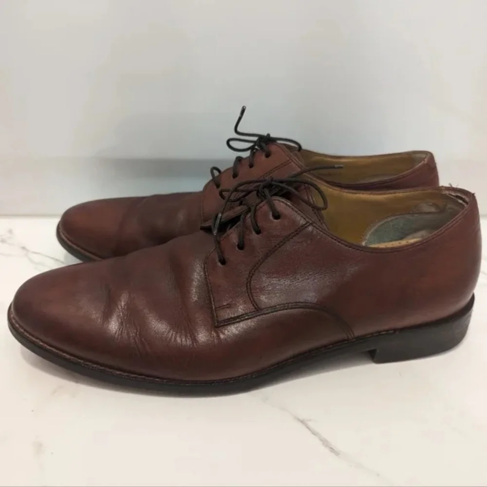 Cole Haan Men's Grand OS Brown Plain Toe Lace Up Oxford Dress Shoes Size 9.5 M
